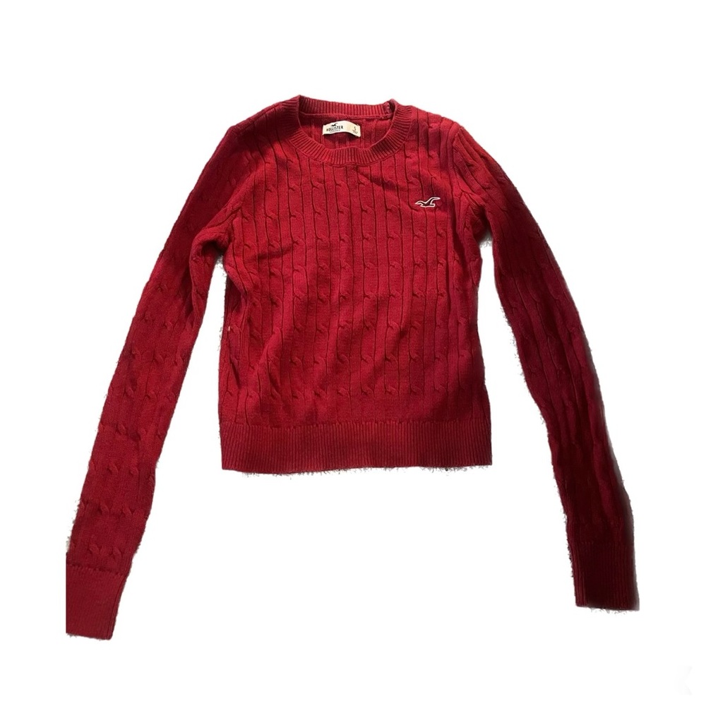Girls hollister cable knit sweater RED size S